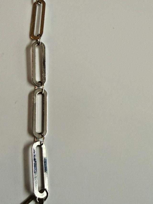 Lands’ End Silver Tone Open Rectangle Link Chain Necklace 20.5"
