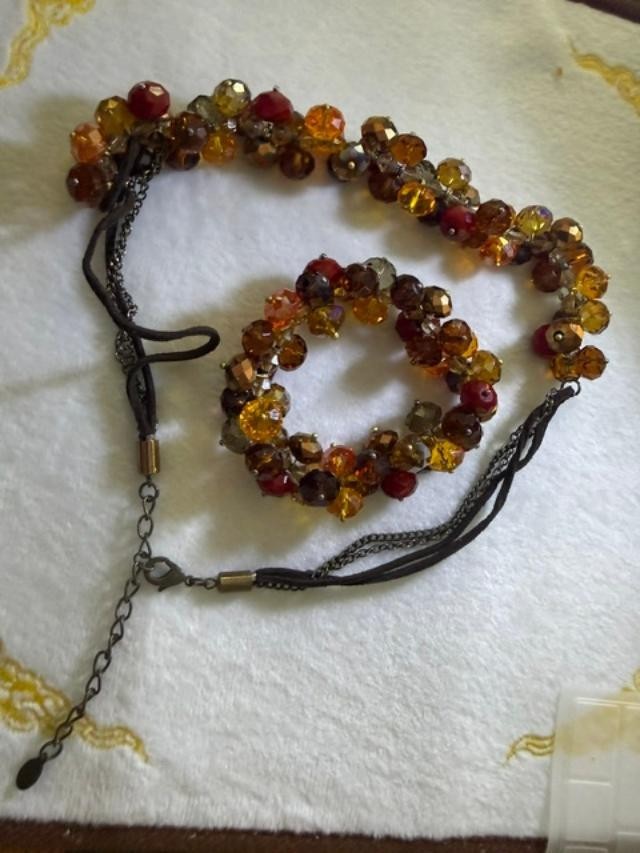 Ali Khan New York Vintage Cluster Crystal Bead Necklace/Bracelet Set