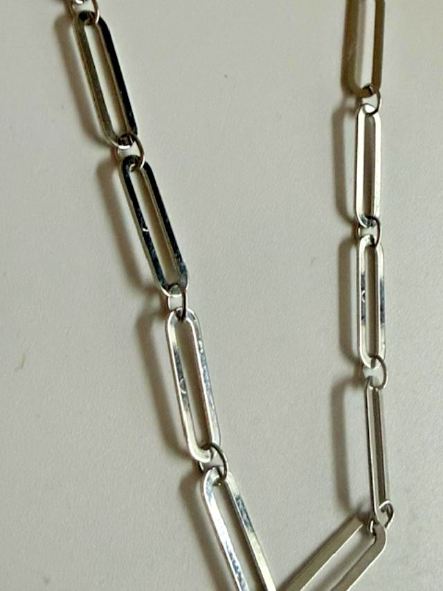 Lands’ End Silver Tone Open Rectangle Link Chain Necklace 20.5"