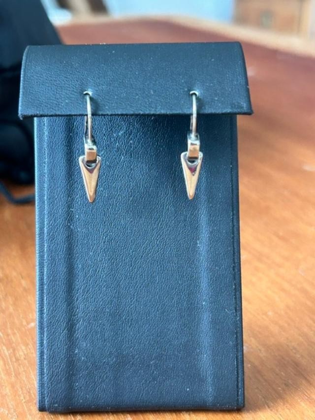 Silver Tone Geometric Arrowhead Dangle Hook Earrings Minimalist