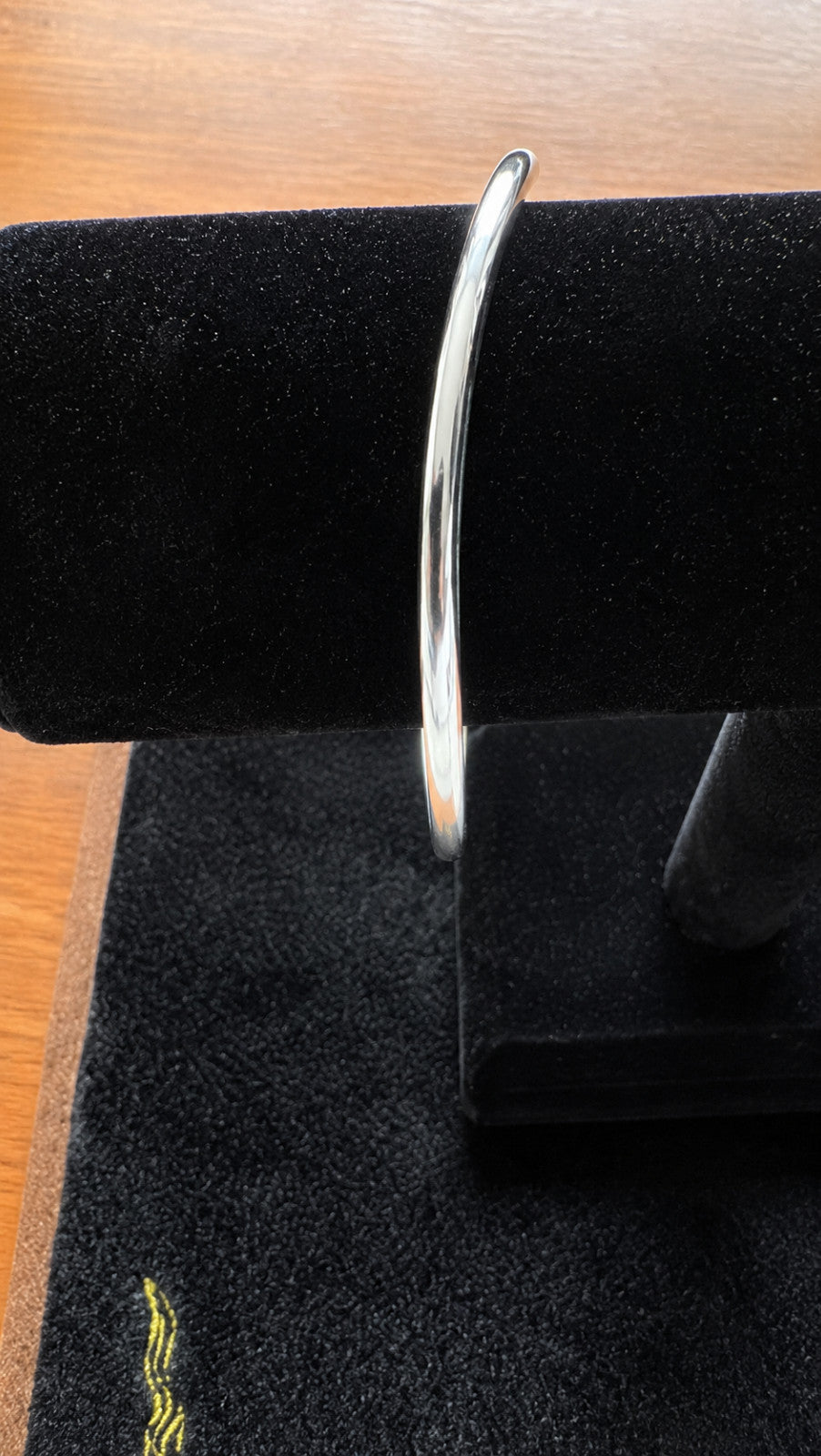 Silver Tone Thin Bangle Bracelet 3-inch diam. Polished Slip on Minimalist