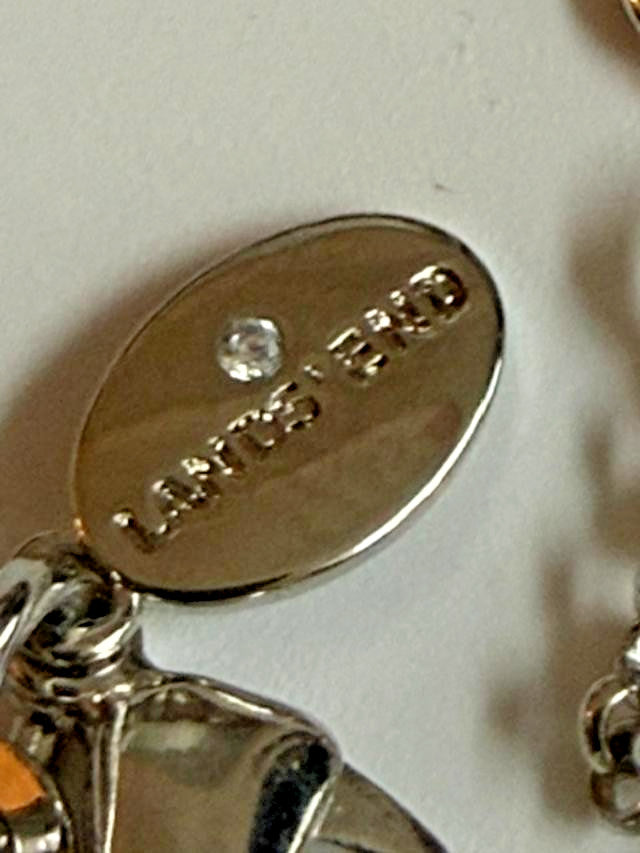 Lands’ End Silver Tone Open Rectangle Link Chain Necklace 20.5"