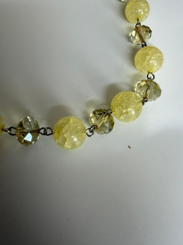 yellow glass beaded necklace