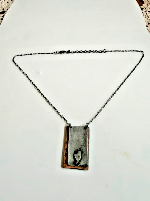 Helen Keller Quote Layered Heart Pendant Necklace Mixed Metal 20"