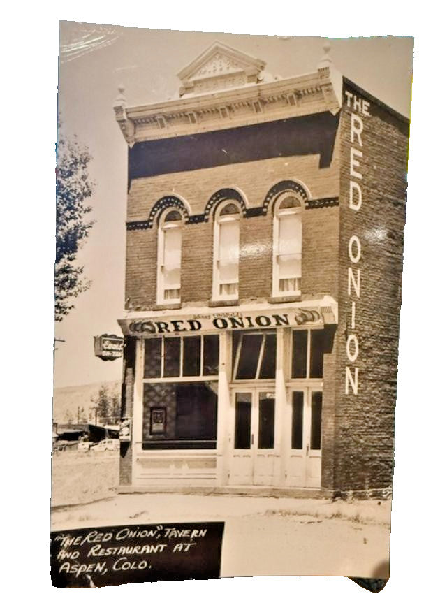 1940s Red Onion Tavern Aspen Colorado Exterior RPPC Real Photo Postcard Unused