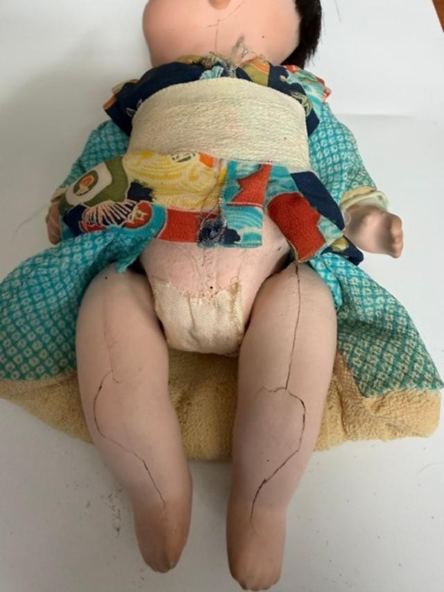 Antique Japanese Ichimatsu Boy Doll Gofun Composition Kimono Repair 10 Inch