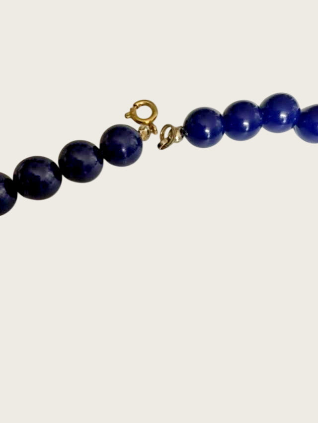 24" navy blue and white multi-strand beaded statement necklace