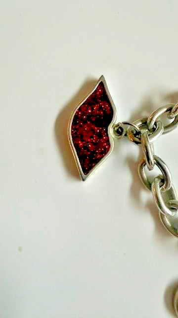 Silver Tone Cherub Angel Rose Pink Crystal Enamel Charm Bracelet