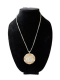 Vintage Aluminum Starburst Medallion Pendant Necklace Modernist Silver Tone
