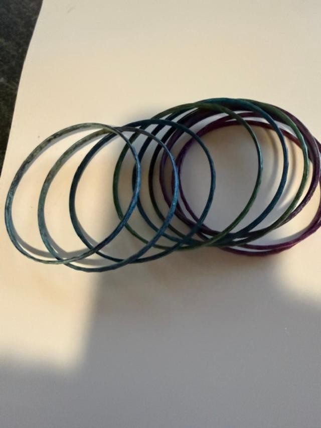 Set of 10 Multicolor Distressed Metal Bangle Bracelets Boho Stackable