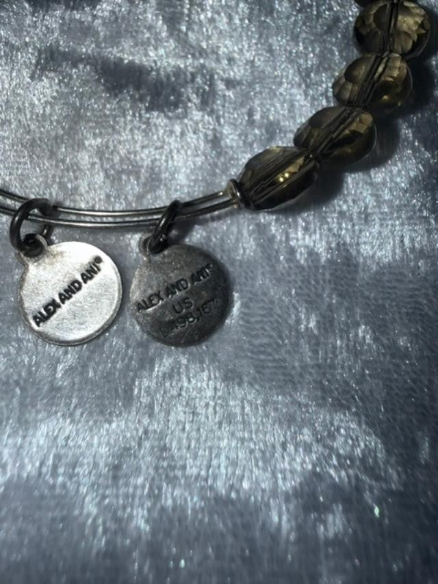 Alex and Ani i Crystal Bead Silver Tone Bracelet