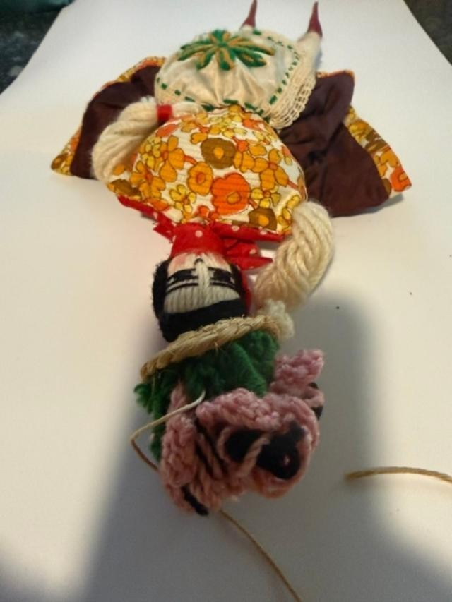 Vintage 1970s Portugal Folk Art Souvenir Doll 12" Traditional Costume Handmade