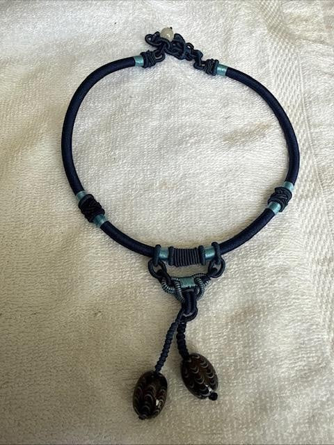 Unbranded Lampwork Glass Bead Dangle Cord Necklace Chinese Knot Boho Artisan