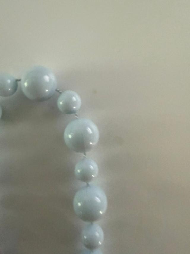 Light Blue Knotted Graduated Bead Endless Necklace 52 in Vintage Style
