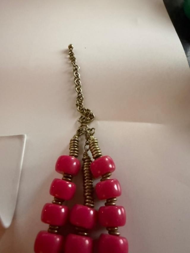 Pink Beaded Necklace & Earrings Set Triple Strand 15" Statement Jewelry