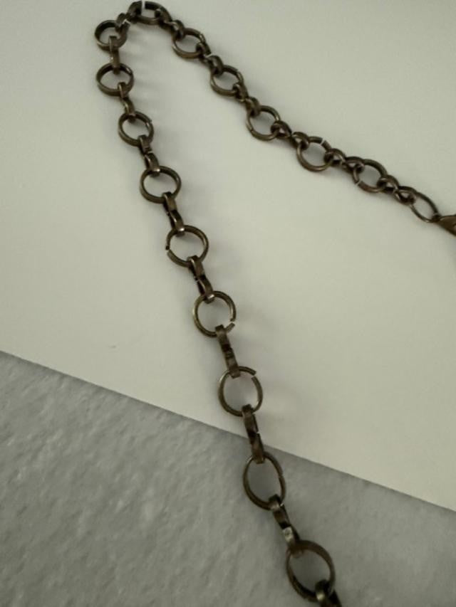 Vintage Style Bronze Tone Y Drop Necklace Champagne Amber Beads 22"
