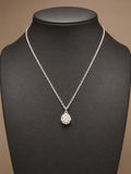 Silver Tone Pave Crystal Ball Pendant Necklace 18.5-22” Adjustable
