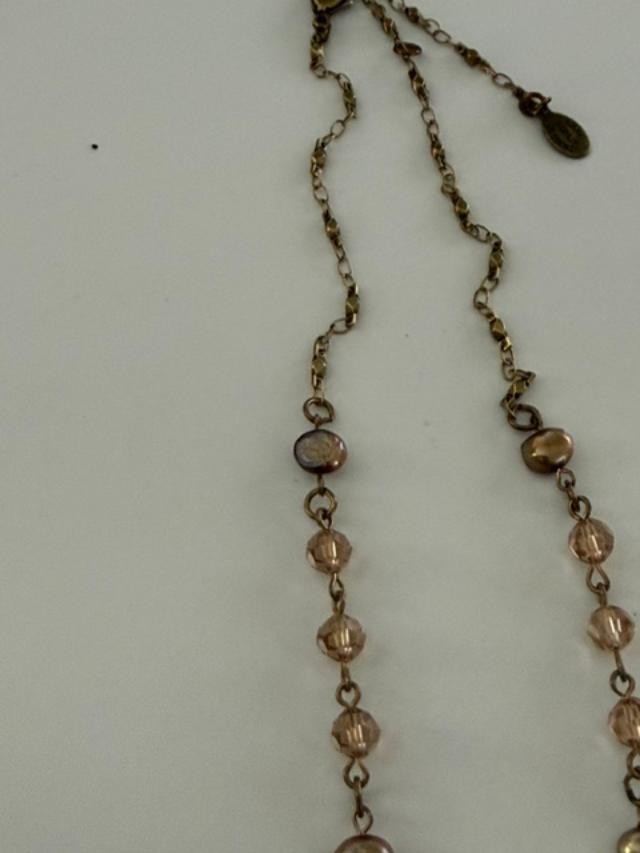 Anne Koplik Designs Floral Rhinestone Y Drop Necklace Bronze Tone 18.5"
