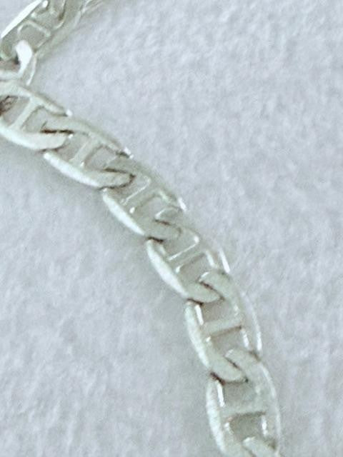 GS Signed Silver Tone Flat Geometric Link Chain Necklace 23 Inch