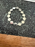 Silver Tone Flat Round Disc Bead Stretch Bracelet Minimalist Boho