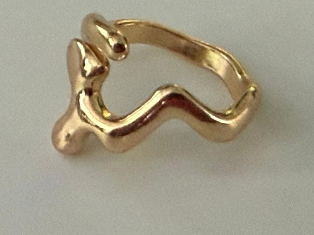 Gold Tone Abstract Open Bypass Adjustable Ring Size 8
