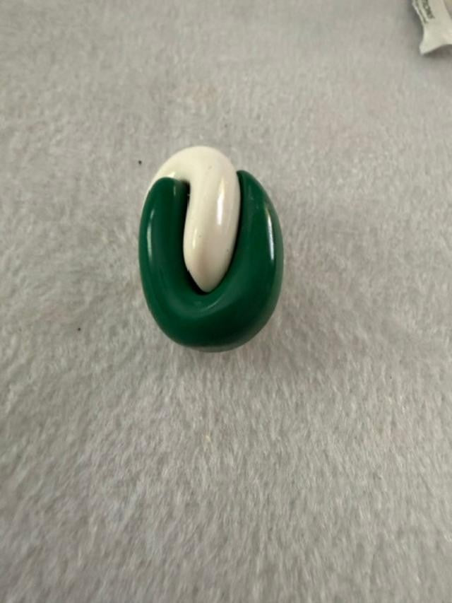 Vintage Green and White Abstract Swirl Pin 1.5" Mod Retro