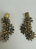 Pair Gold Tone Rhinestone Floral Hair Clips Barrettes 2"