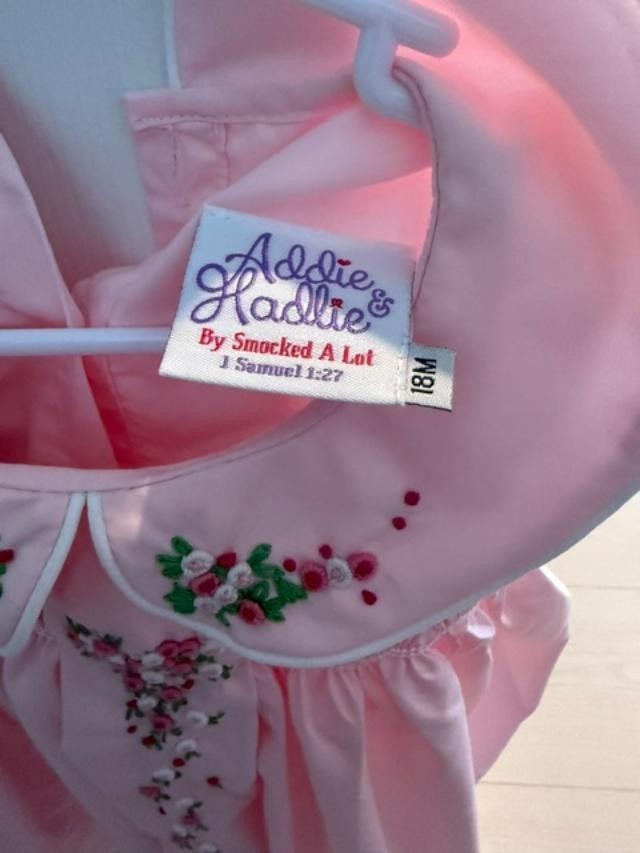 NEW NEVER WORN Addie & Hadlie Smocked A Lot Pink Floral Peter Pan Dress 18M