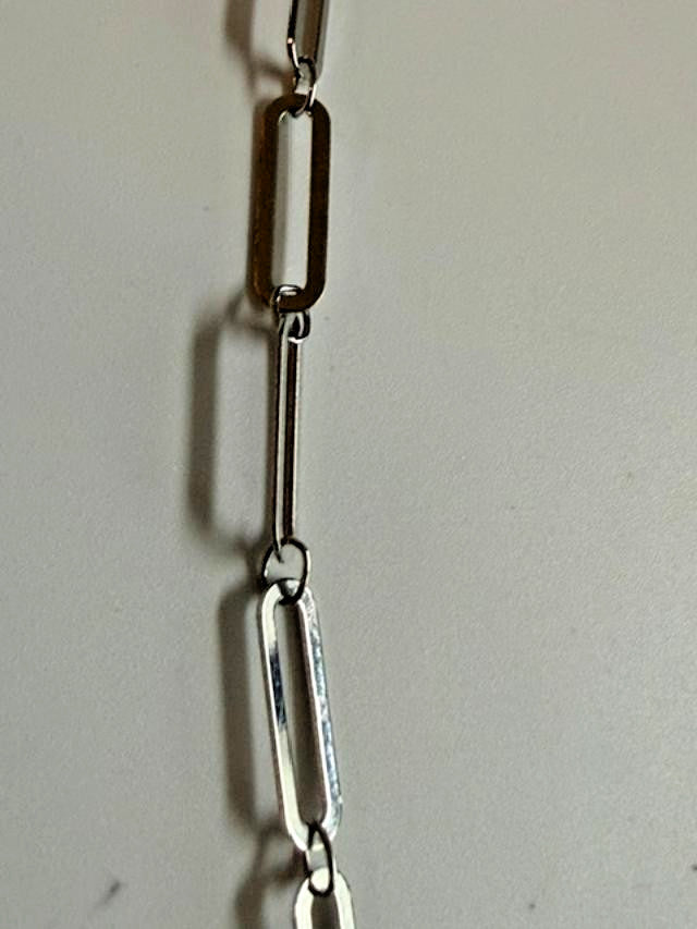 Lands’ End Silver Tone Open Rectangle Link Chain Necklace 20.5"