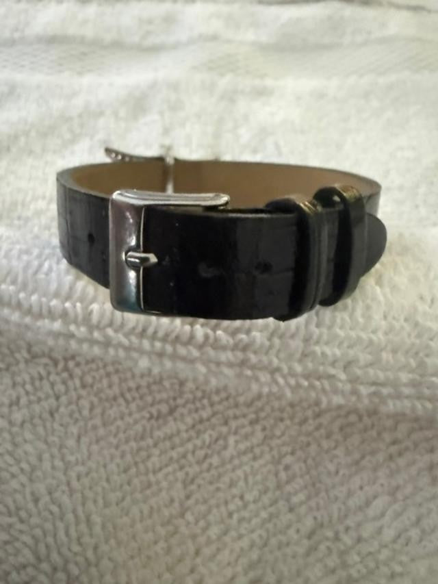 Black leather Band with Sterling Silver Dragonfly Bracelet