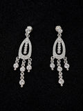 Avon Signed Silver-Tone Clear Rhinestone Chandelier Dangle Earrings Pierced