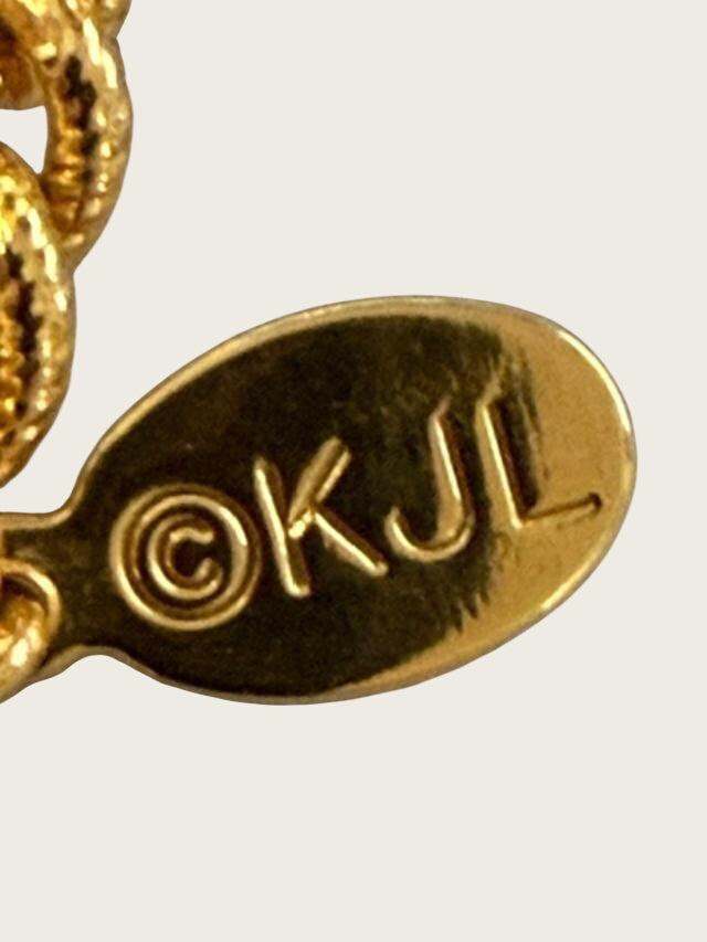 Vintage KJL signed long gold-tone chain