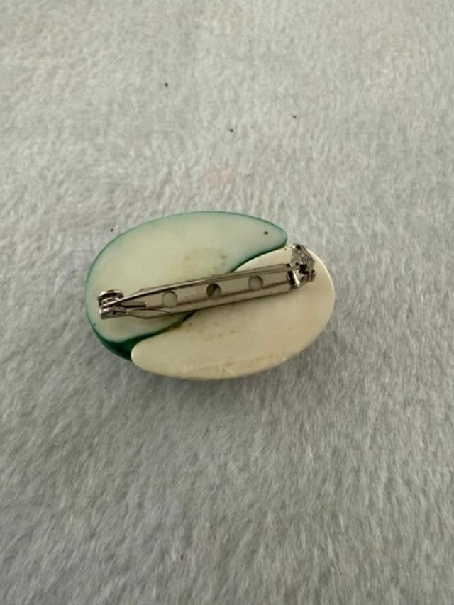 Vintage Green and White Abstract Swirl Pin 1.5" Mod Retro