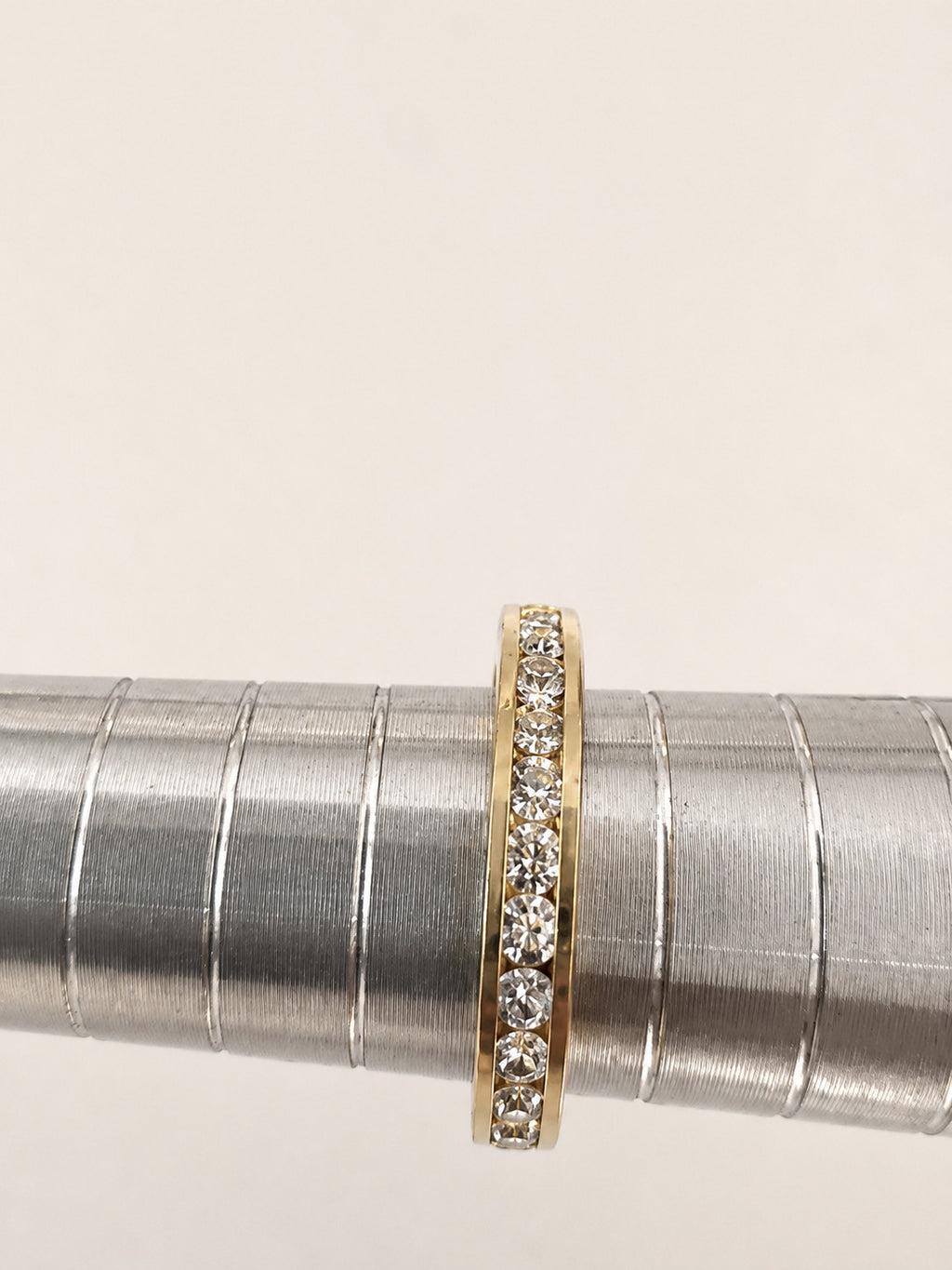 Gold Tone Clear Rhinestone Eternity Band Ring Size 5 Petite Stackable