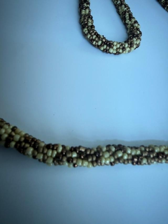 Vintage Seed Bead Rope Necklace 30" Endless Boho Earth Tone No Clasp