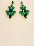 green chandelier earrings featuring multiple faceted oval and round stones in va