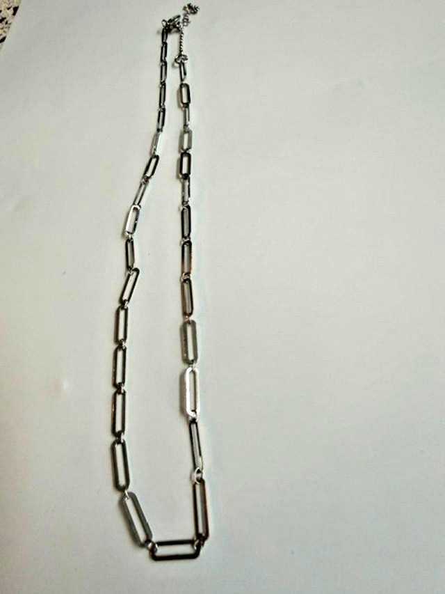 Lands’ End Silver Tone Open Rectangle Link Chain Necklace 20.5"