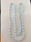 Light Blue Knotted Graduated Bead Endless Necklace 52 in Vintage Style