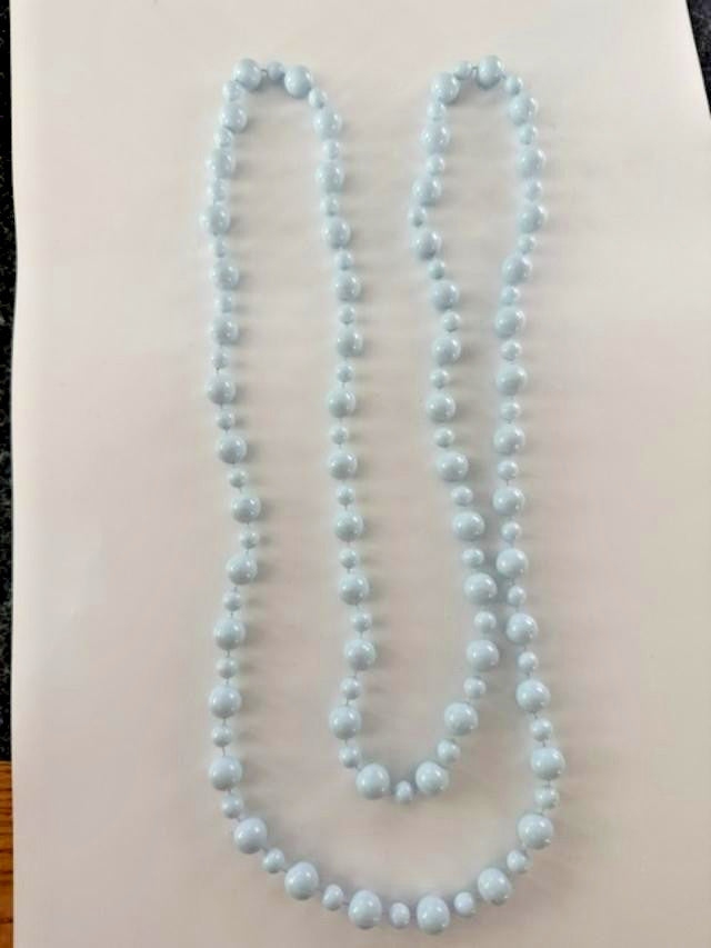 Light Blue Knotted Graduated Bead Endless Necklace 52 in Vintage Style