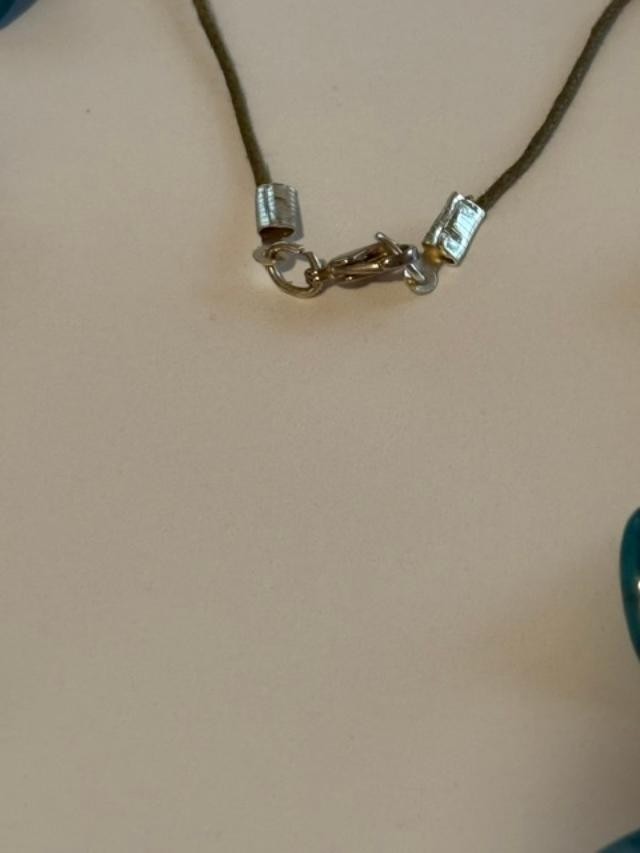 Teal Faux Turquoise Large Sculptural Bead Necklace 30" individually Knotted