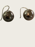 Vintage 16mm Hollow Silver tone Ball Drop Hook Earrings
