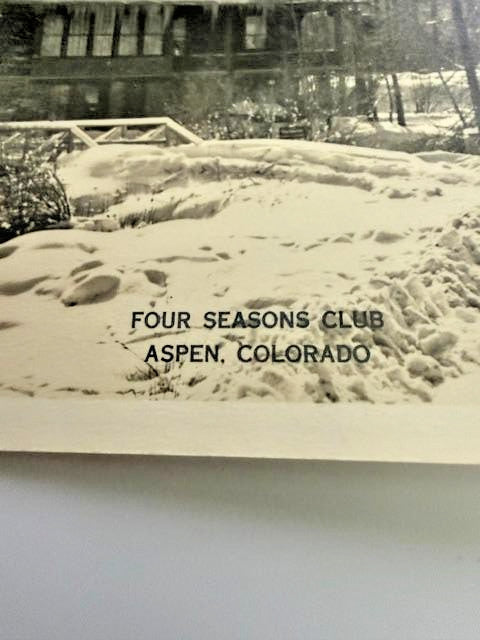 1949 Four Seasons Club Aspen Colorado RPPC Real Photo Postcard Unused Stamp