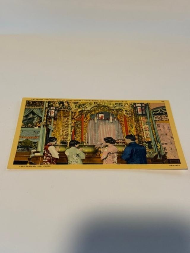 Vintage Tin How Temple Joss House Chinatown San Francisco CA Linen Postcard c.19