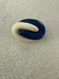 Vintage Blue and White Abstract Swirl Pin 1.5" Mod Retro
