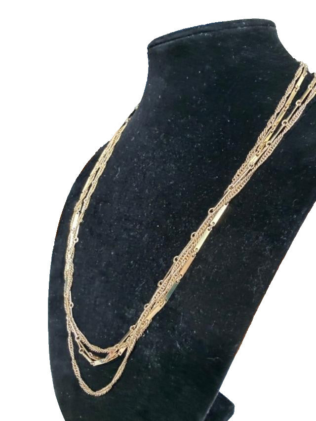 Celebrity NY Long Layered Chain Necklace Gold Tone Classic 54 Inch Vintage
