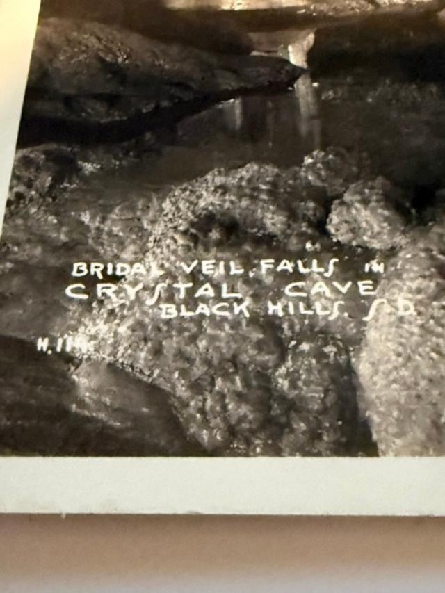 Vintage 1940s Bridal Veil Falls Crystal Cave Black Hills SD Real Photo Postcard