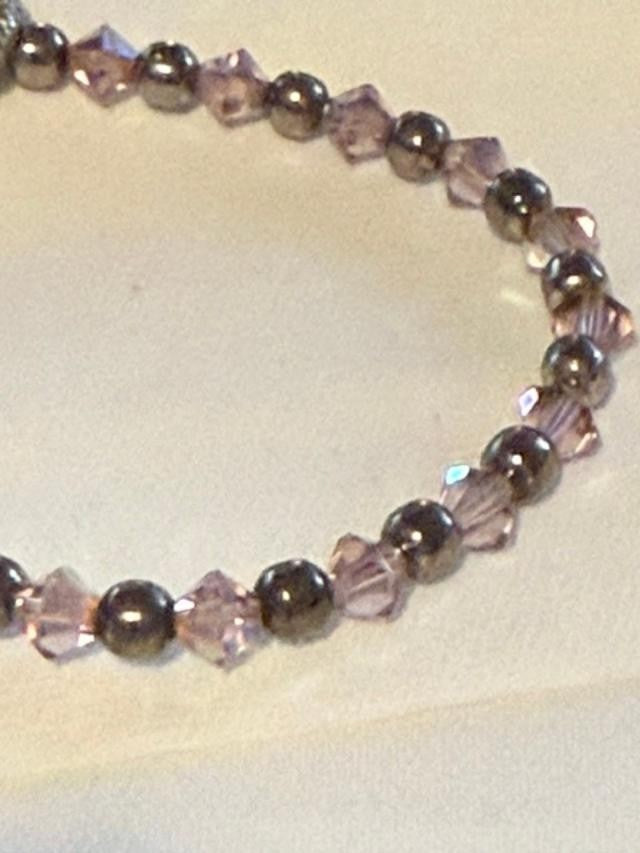 Purple $ Clear Crystal Bead Toggle Clasp Bracelet