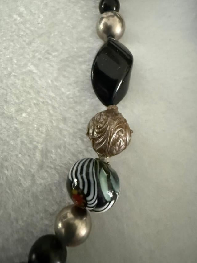 34" Artisan Lampwork Glass Bead Necklace Boho Multicolor Statement