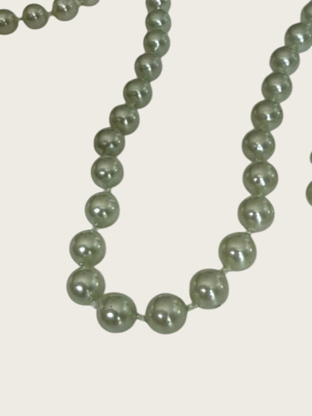 Pale Green Faux Pearl Necklace Bracelet Set Lot Seafoam Costume Jewelry