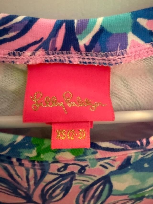 Lilly Pulitzer Girls XS 2-3 Pink Tropical Floral 3/4 Sleeve Dress NWOT